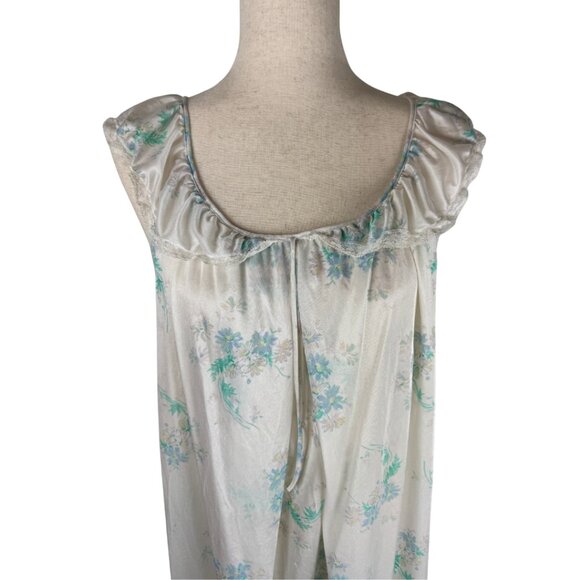 Vintage Sears Floral Satin Nightgown Maxi Dress M - Picture 1 of 7